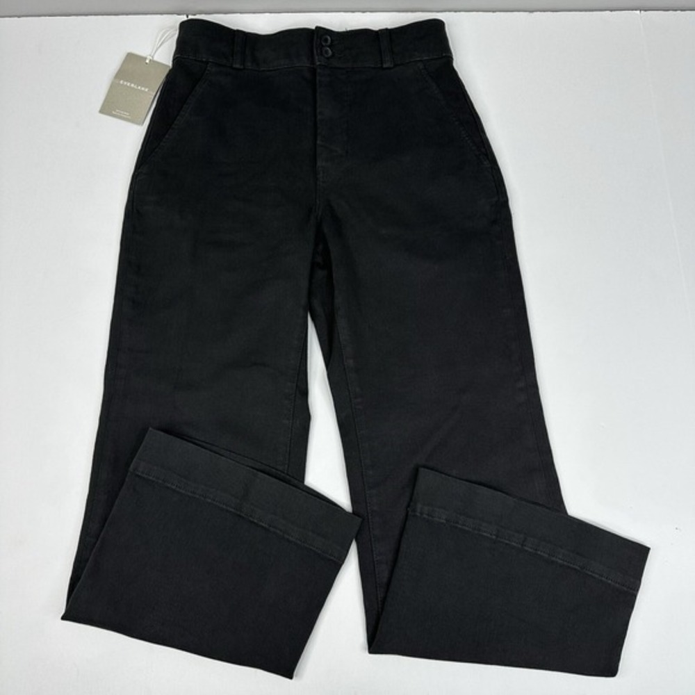 Everlane NWT The Organic Kick Flare Pant Black Size 4 High‎ Rise Cotton Blend